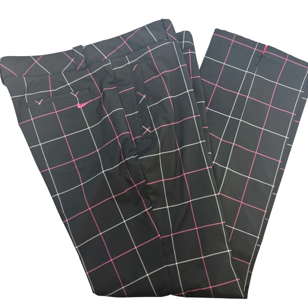 Nike Golf Tour Performance Dri-FIT Navy Pink Plaid Pants Womens 14 Windowpane